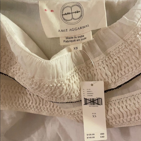 Anthropologie amit Aggarwal Blouse Ivory NWT - Picture 6 of 7